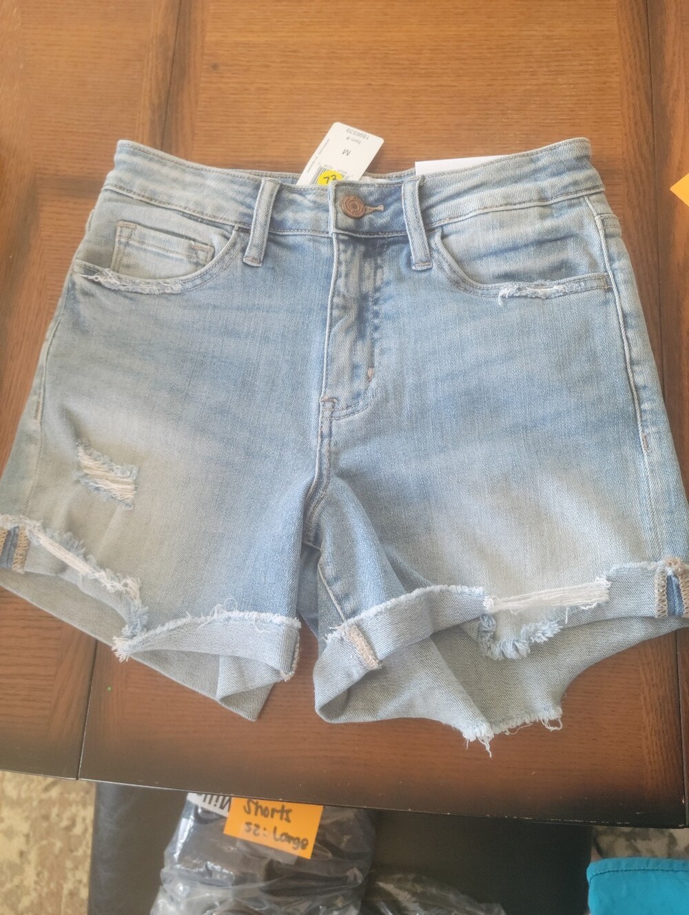 Vervet Light Blue High-rise Distressed Shorts